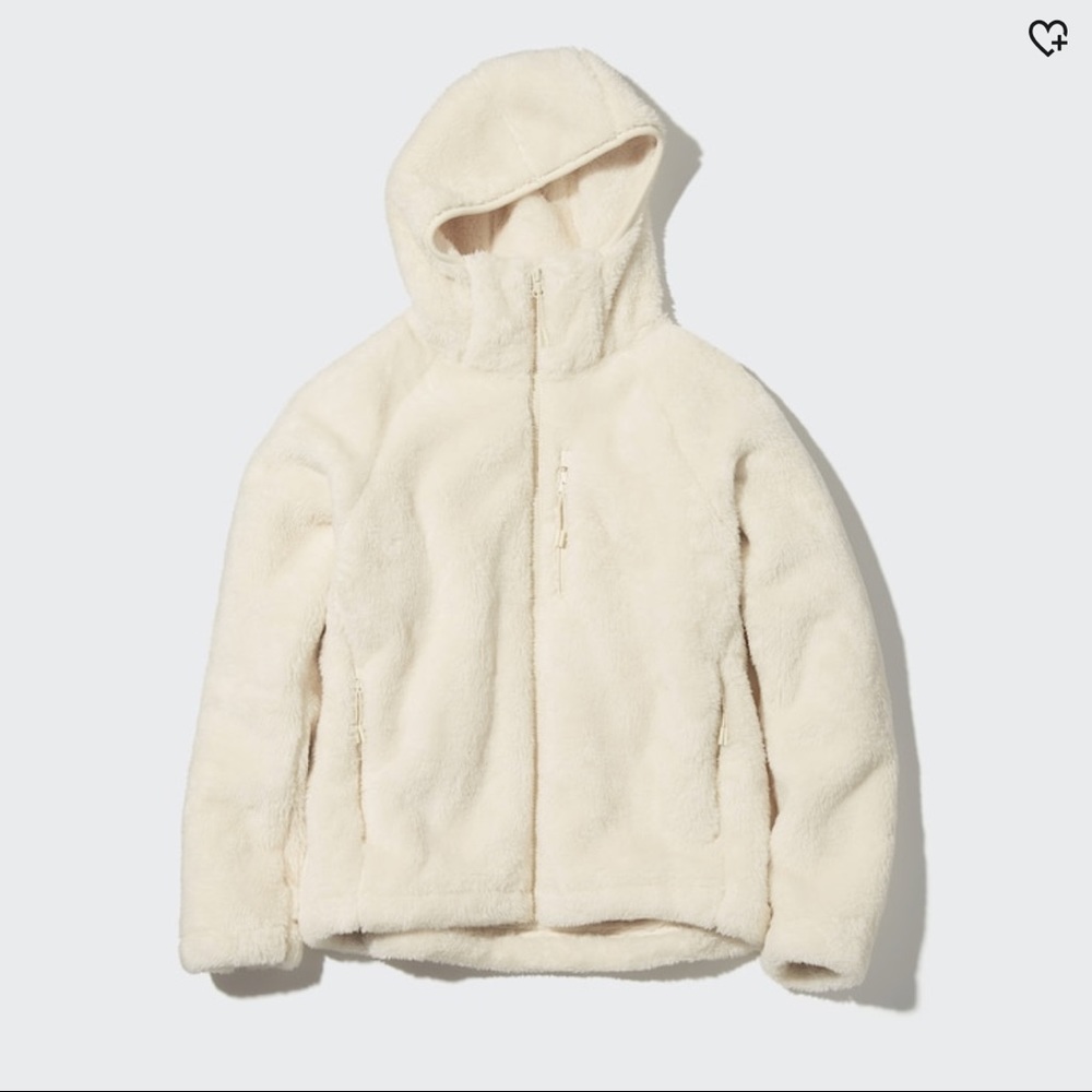 Uniqlo Fluffy Yarn Fleece Hoodie - Size XXS Cream (Like New)